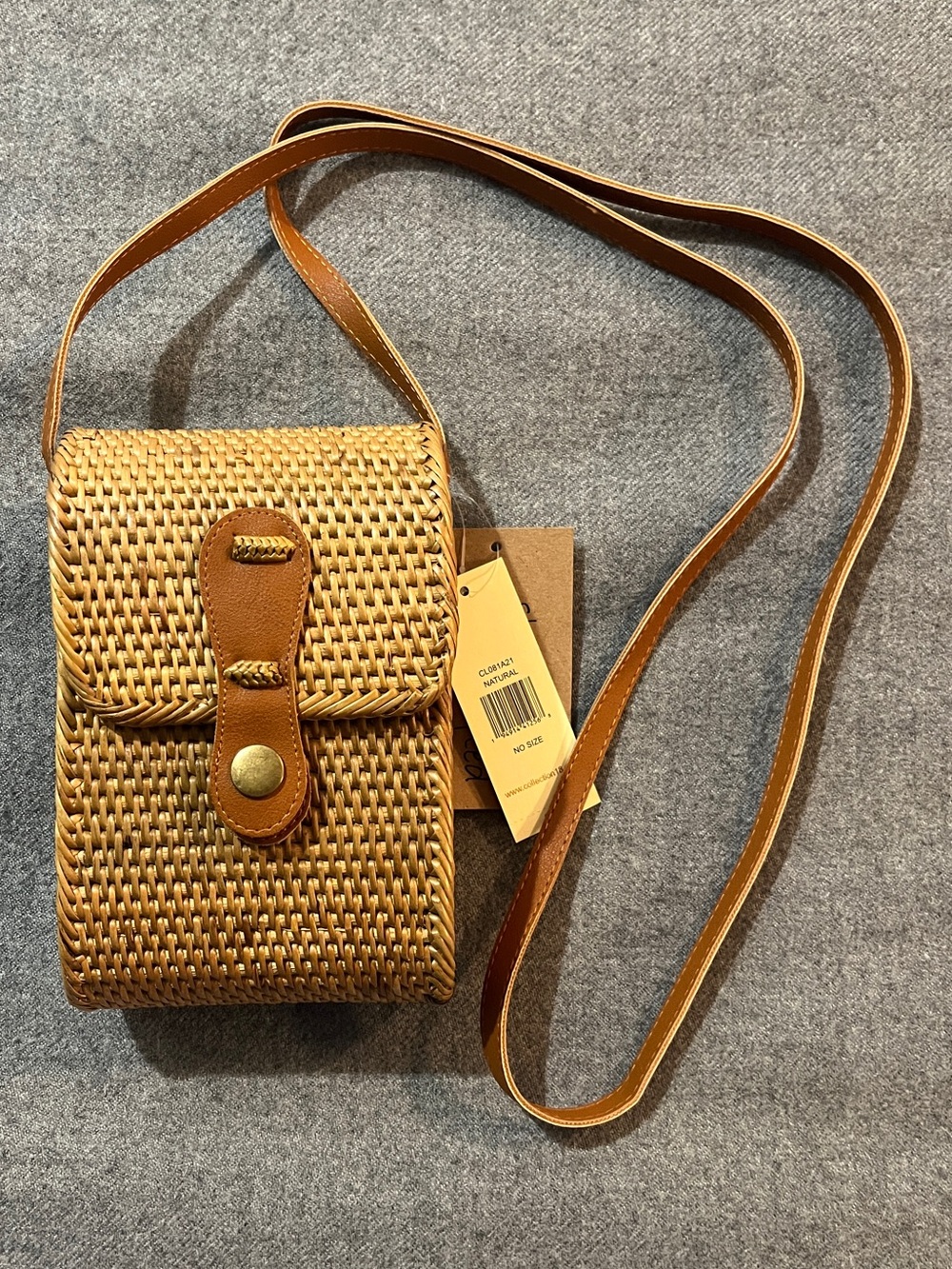 NWT Woven Straw Crossbody Bag in Tan